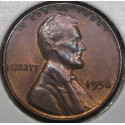 1956 Lincoln Cent - toned obverse, BU / UNC / MS - red-brown and purple color