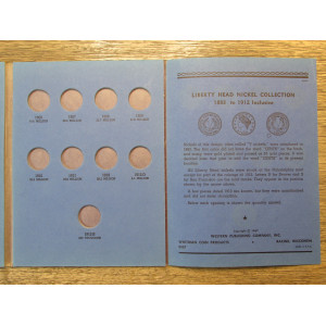 Whitman classic coin folder for Liberty Head V Nickels - 1883-1912