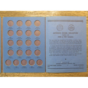 Whitman coin folder for Jefferson Nickels - 1938 to 1961 - vintage display