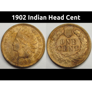 1902 Indian Head Cent - antique turn of the century American penny coin