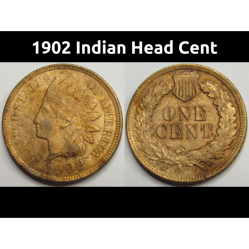 1902 Indian Head Cent - antique turn of the century American penny coin