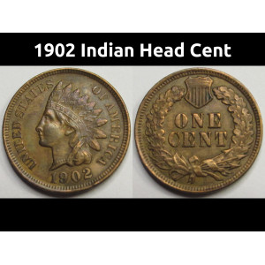 1902 Indian Head Cent - antique better condition detailed American penny