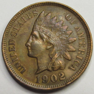 1902 Indian Head Cent - antique better condition detailed American penny