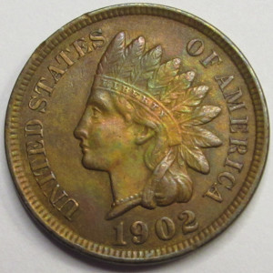 1902 Indian Head Cent - antique American Indian detailed penny