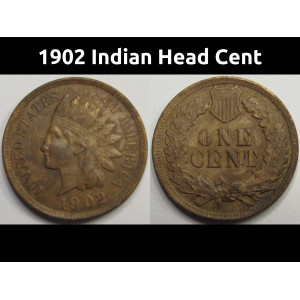 1902 Indian Head Cent - antique well detailed American penny
