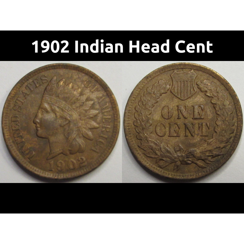 1902 Indian Head Cent - antique well detailed American penny