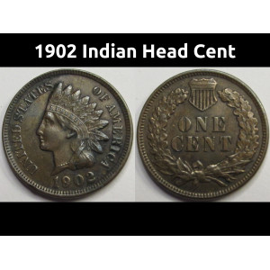 1902 Indian Head Cent - antique well detailed turn of the century penny