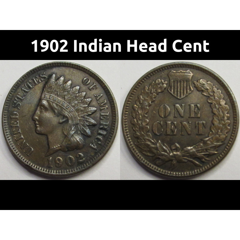 1902 Indian Head Cent - antique well detailed turn of the century penny