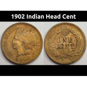 1902 Indian Head Cent - antique American Indian penny