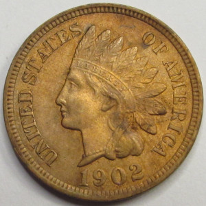 1902 Indian Head Cent - antique American Indian penny