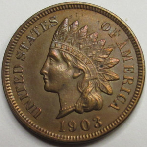 1903 Indian Head Cent - antique better condition American penny