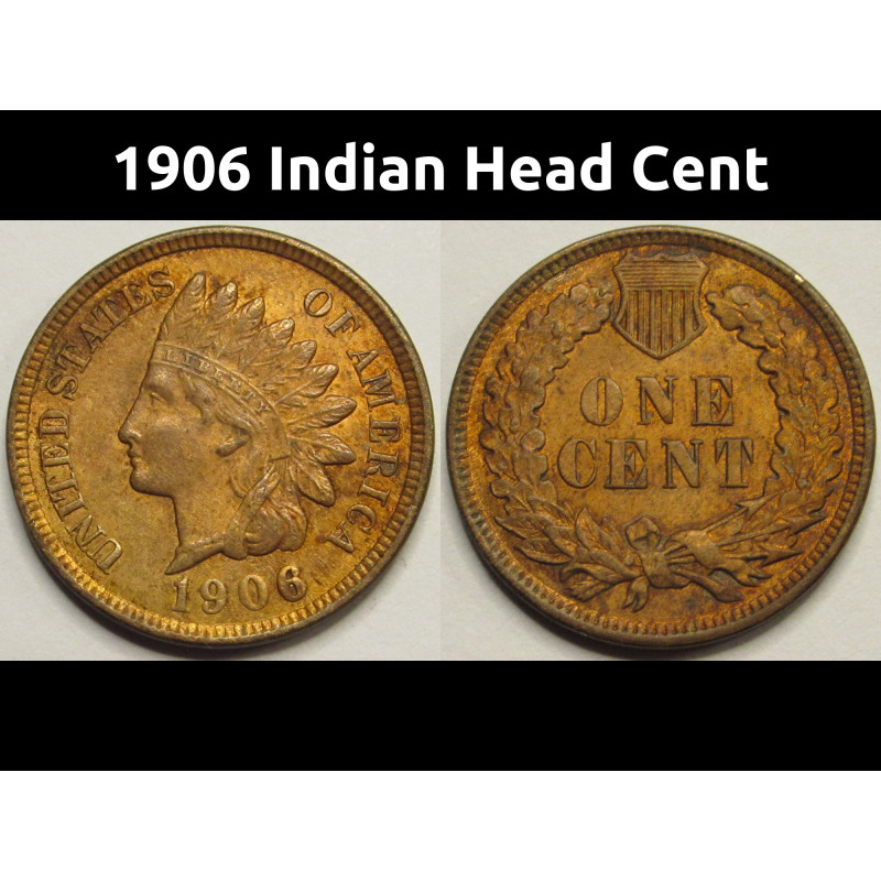 1906 Indian Head Cent - antique great condition American Indian penny
