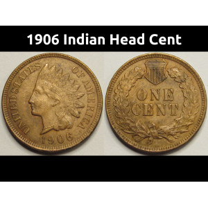 1906 Indian Head Cent - antique American Indian penny coin