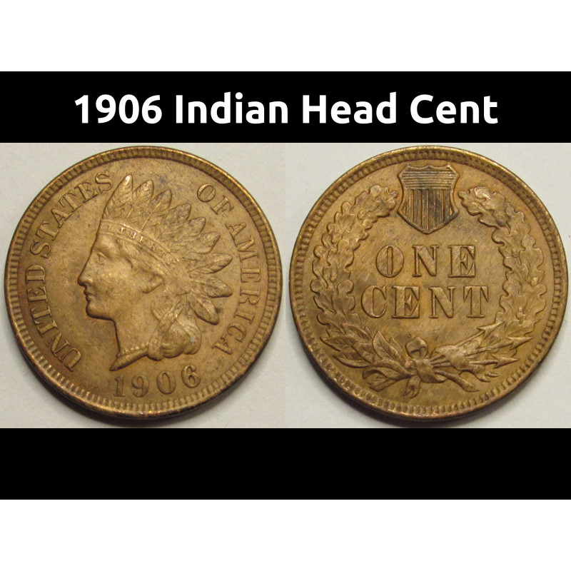 1906 Indian Head Cent - antique American Indian penny coin