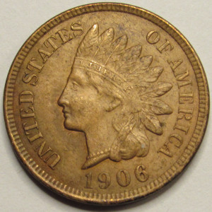 1906 Indian Head Cent - antique American Indian penny coin