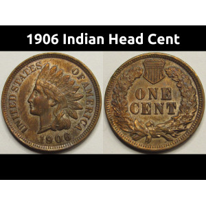 1906 Indian Head Cent - antique American Indian detailed penny
