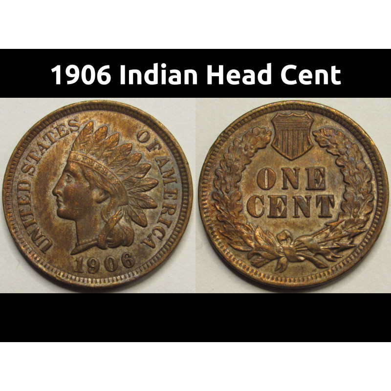 1906 Indian Head Cent - antique American Indian detailed penny