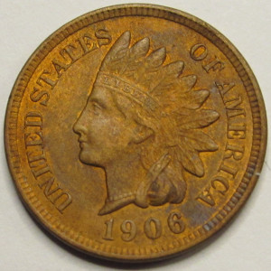 1906 Indian Head Cent - antique original American Indian penny