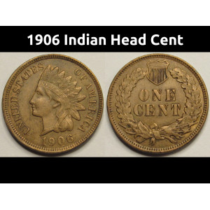1906 Indian Head Cent - antique well detailed American Indian penny