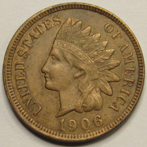 1906 Indian Head Cent - antique well detailed American Indian penny