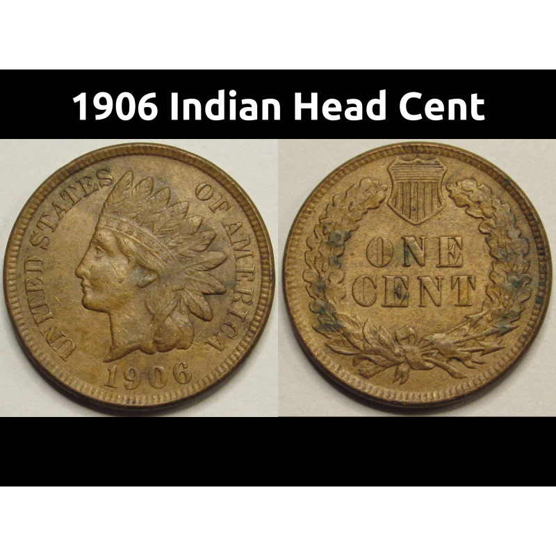 1906 Indian Head Cent - antique American Indian penny