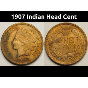 1907 Indian Head Cent - antique turn of the century American Indian penny
