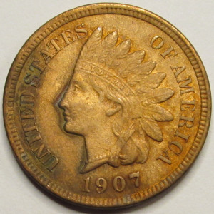 1907 Indian Head Cent - antique turn of the century American Indian penny