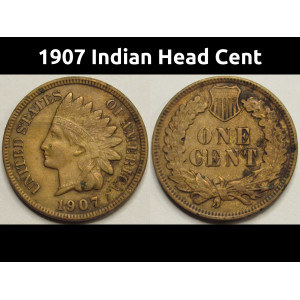 1907 Indian Head Cent - antique American Indian penny coin