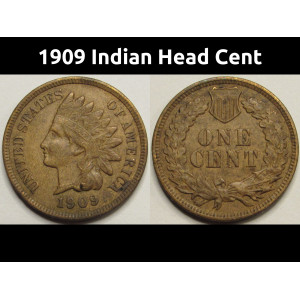 1909 Indian Head Cent - antique final year of issue well detailed penny
