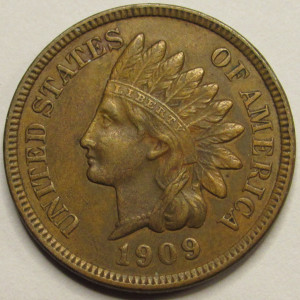 1909 Indian Head Cent - antique final year of issue American Indian penny