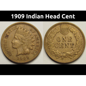 1909 Indian Head Cent - antique final year of issue American penny