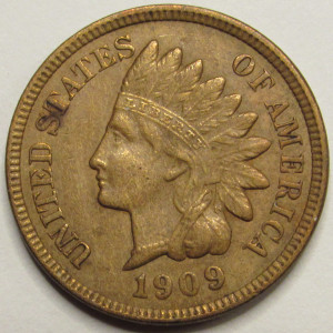 1909 Indian Head Cent - antique final year of issue American penny