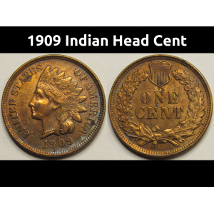1909 Indian Head Cent - antique final year of issue well detailed penny