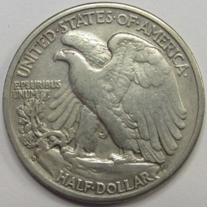 1938 D Walking Liberty Half Dollar - antique better date Denver mintmark silver coin