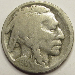 1914 S Buffalo Nickel - antique low mintage American Indian nickel coin