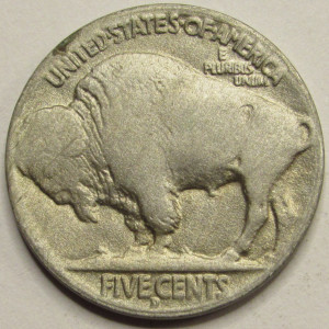 1915 D Buffalo Nickel - antique Denver mintmark American Indian nickel