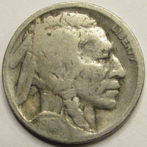 1917 D Buffalo Nickel - antique Denver mintmark American Indian coin