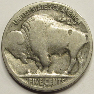 1917 D Buffalo Nickel - antique Denver mintmark American Indian coin