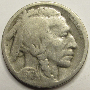 1917 S Buffalo Nickel - antique San Francisco mintmark American Indian nickel