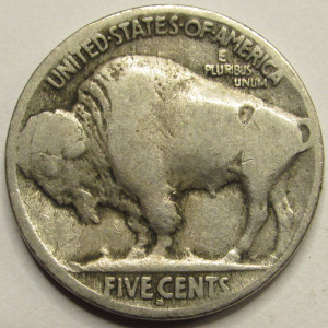 1917 S Buffalo Nickel - antique San Francisco mintmark American Indian nickel