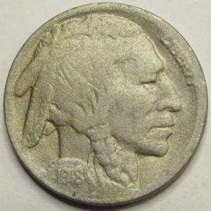 1918 D Buffalo Nickel - antique Denver mintmark American Indian coin