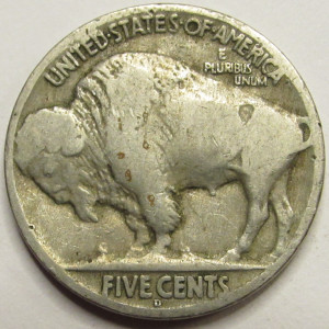 1919 D Buffalo Nickel - antique Denver mintmark better date coin
