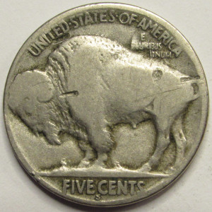1924 S Buffalo Nickel - antique San Francisco mintmark Indian nickel