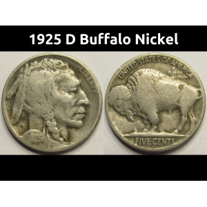 1925 D Buffalo Nickel - antique Denver mintmark better date coin