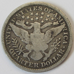 1895 Barber Quarter - antique original American silver coin