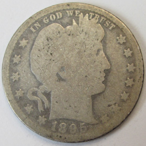 1895 O Barber Quarter - antique New Orleans mintmark silver quarter