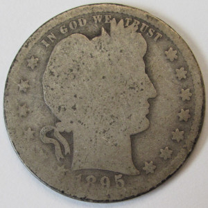 1895 S Barber Quarter - antique San Francisco mintmark better date coin