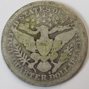 1895 S Barber Quarter - antique San Francisco mintmark better date coin