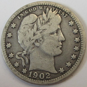 1902 Barber Quarter - better condition American silver quarter