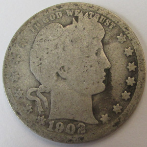1902 O Barber Quarter - antique New Orleans mintmark silver quarter
